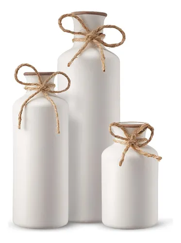 comprar 3 Jarrones De Cerámica, Juego De Floreros Decorativos Rústic