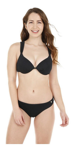 Traje De Baño Bikini Mujer H2o Wear Copa Textura Rib Negro P