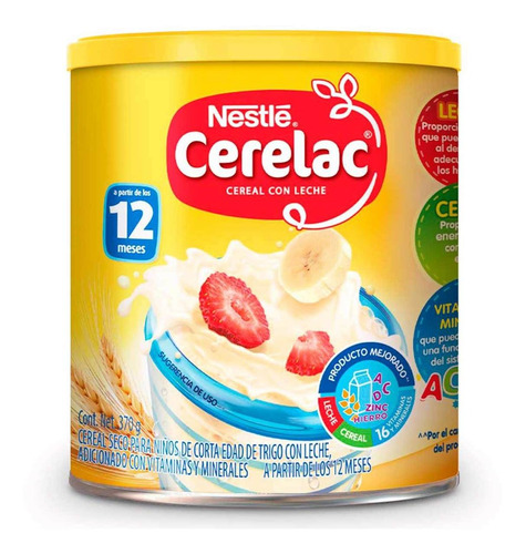 Cereal Infantil Cerelac Cereal Con Leche Lata 370g