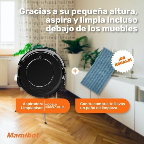 Imagen 2 de 10 de Aspiradora Robot Mamibot Smart + 1 Paño Limpieza De Regalo