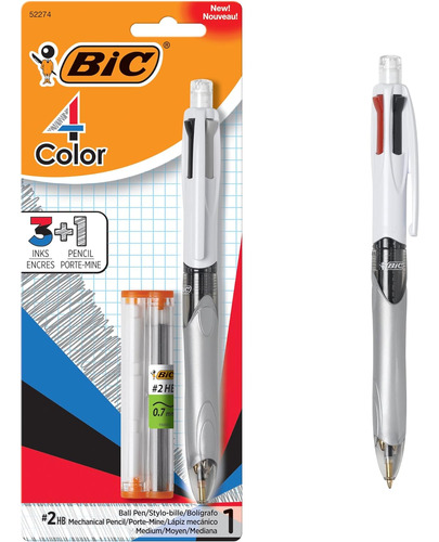 Bic 4-color 3 + 1  bolígrafo Y Lápiz, Punto Medio (1.0 mm)