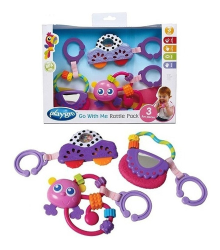 Juego Mordillo Colgante Go With Me Rattle Pack Pink Playgro