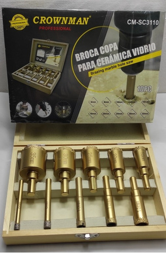 Juego De 10pcs Brocas Copa  Para Vidrio Ceramica Marmol 