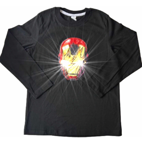 Remera Con Luces Led Iron Man Niños Algodón Premium!