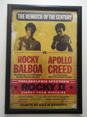 Rocky Dos Cartel De La Pelea Op 2 Poster Enmarcado 50 X 35 C
