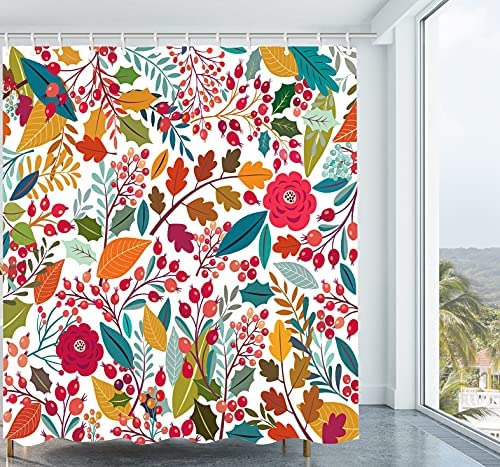 V Cortina De Ducha Get Orange Vintage Con Estampado Floral