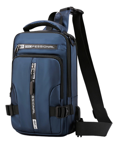 Mochila Transversal De Peito Mini Impermeável Pochete Viagem Bolsa Multifuncional Masculina Zafin Cor Azul