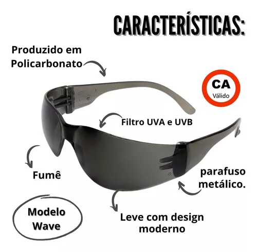 Óculos Simples Para Trabalho Epi Escuro Proteção Sol Kit 5un | Parcelamento  sem juros