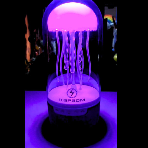 Caixinha Som E Luminária Água Viva Dançante Neon 3d Led Rgb