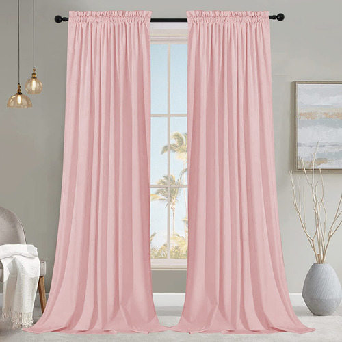 Smiletime Cortinas De Terciopelo Rosa De 96 Pulgadas De Larg