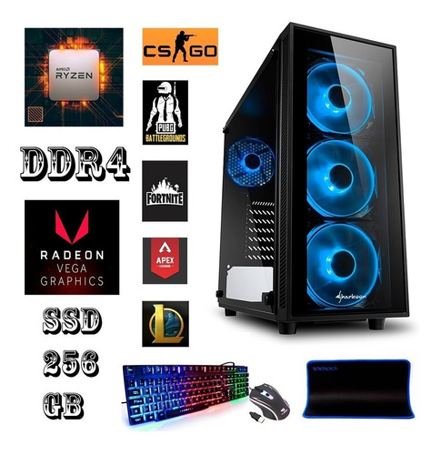 Imagem 2 de 5 de Pc Gamer Computador Completo Ryzen 5 32gb Ddr4 Ssd + 2tb Hdd