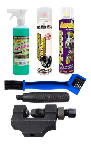 Kit Limpiador Lubricante Rk300 Cepillo Corta Cadena Sia+