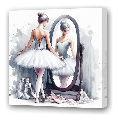 Cuadro 30x30cm Bailarina Ballet Posando Con Su Vestido