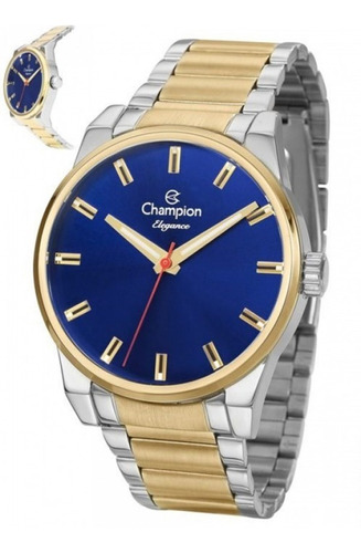 Relógio Masculino Dourado Champion Original Prova Dágua Azul Cor do fundo Azul 1
