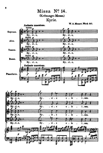 W.a. Mozart: Mass In C Major, K.317 (coronation Mass) For So