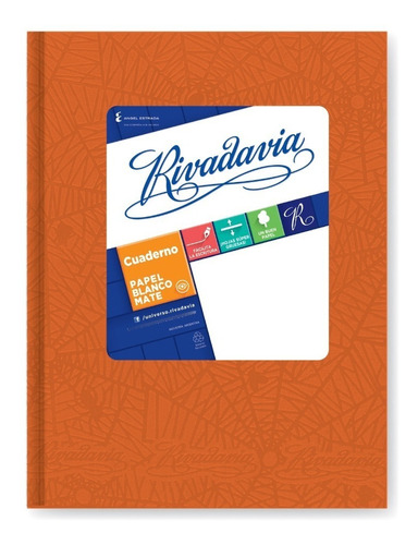 Cuaderno Rivadavia  N1 16 X21 Forrado Naranja 50 Hs Rayadas