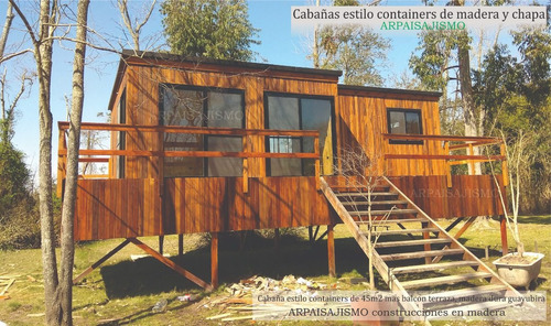 Contenedor Estilo Cabaña Madera Chapa Vidriada Casa 30m2