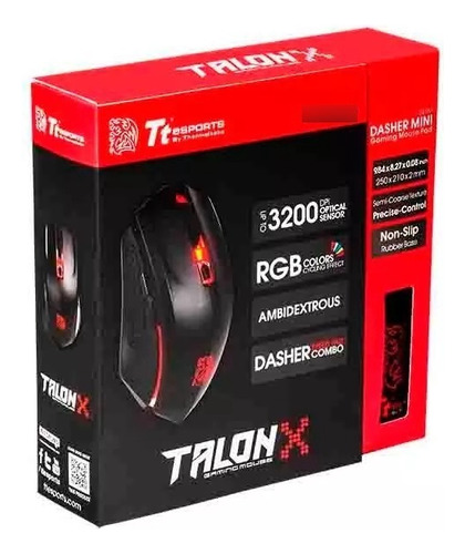 Mouse Tt Talon X Con Mousepad Rgb 3200 Dpi Crazy Machine