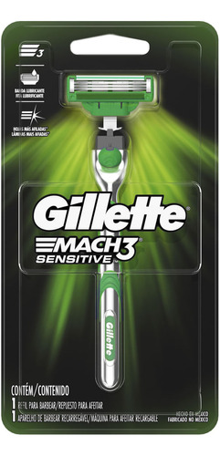 Máquina De Afeitar Gillette Mach3 Sensitive Recargable + 1 C