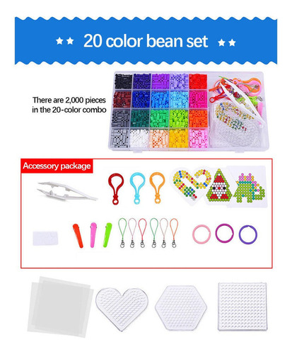 Diy Pixel Art Perler Beads Com Caixa De 20 Cores