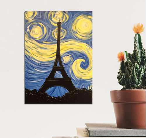 Vinilo Decorativo 30x45cm Paris Torre Eiffel Van Gogh Styl