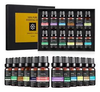 Kit De 12 Aceites Esenciales Aromaterapia 100% Puro 10ml Spa