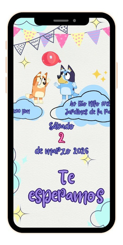 Invitación Digital Bluey Video Animado Cumpleaños Fiesta