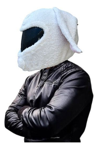 Casco Motocicleta Funda Ajustable De Conejo Blanco Mt