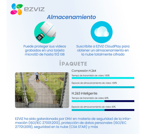 Kit 3 Cámaras Seguridad Ip Ezviz Wifi Exterior Color 4mp
