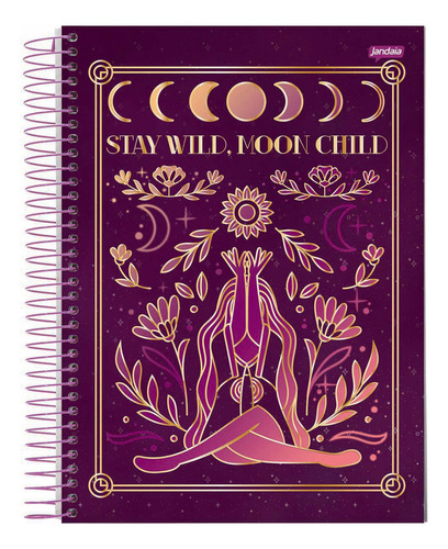 Caderno Espiral Mystic Roxo Jandaia 1 Matéria 80 Folhas