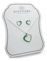 Comprar Aretes Dije Cadena Corazones Circón Verde Esmeralda Joyería
