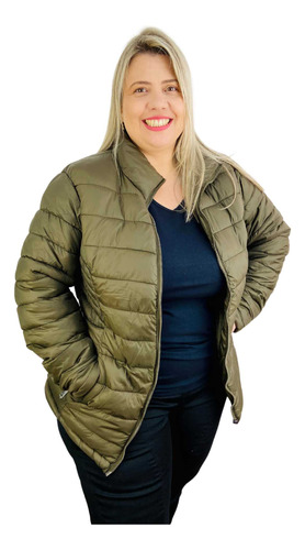 Jaqueta Feminina Puffer Bobojaco Forrada Pelinhos Plus Size