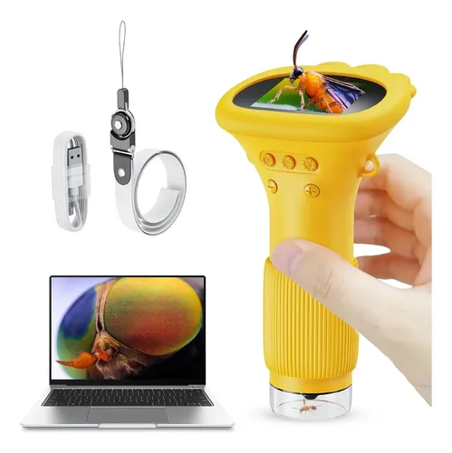 Microscopio Portátil Para Niños Con Aumento 200X-1200X, Luz LED, Enfoque Continuo, Ideal Para Estudiantes, Científicos En Ciernes, Exploración De Plantas Y Animales