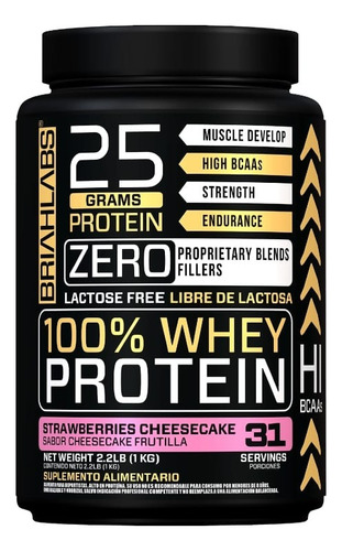 Proteina 100% Whey Protein 1 Kilo Stramberry - Briahlabs