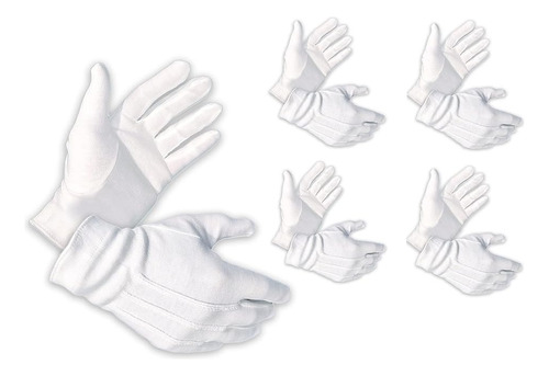 5 Pares Guantes Blancos Algodón Para Escolta Monedas Joyería