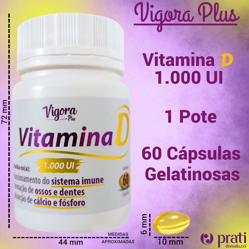 Vitamina D 1000 Ui C/60 Caps. ( Vigora Plus ) Sabor Sem Sabor