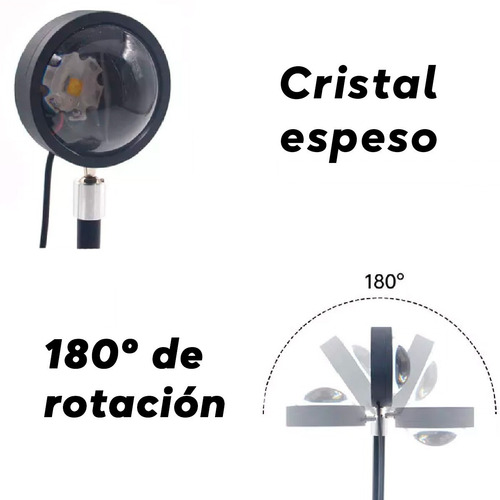 Imagen 5 de 9 de Lámpara Proyector Atardecer Velador Arcoíris Colores Usb
