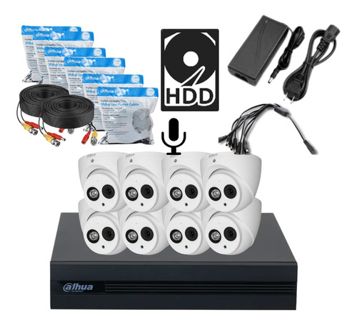 Kit Dahua Xvr 8ch / Domo Con Audio 2mp 