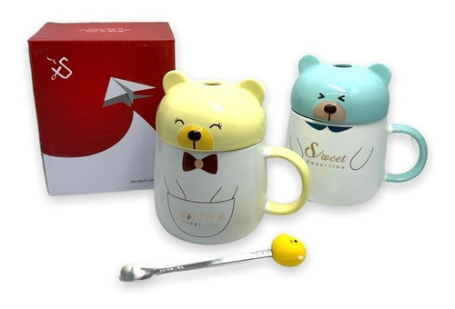 Mugs Pocillo En Cerámica + Cucharita