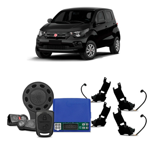 Alarme Taramps 1 Controle + Kit Trava Eletrica Fiat Mobi