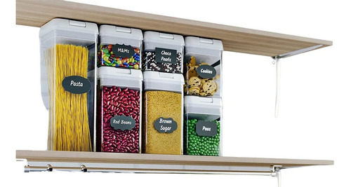 Imagen 9 de 9 de Set 7 Recipiente Premium Cocina Acrilico Grueso Tapa Blanca