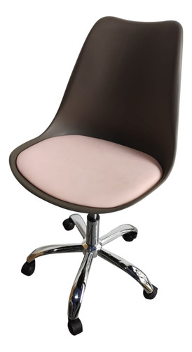 Outlet - Silla De Oficina Tulip Combinada Garden Life Gris/rosa Cuero Sintético