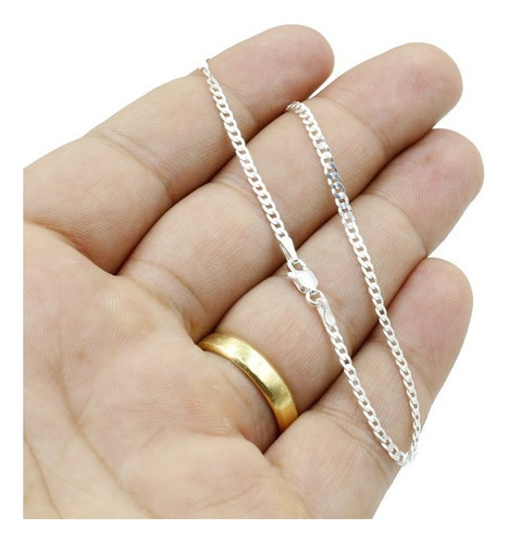 Pulseira De Prata 925 Masculina Groumet 21cm 2,2m Fina Shops Cor Prateado