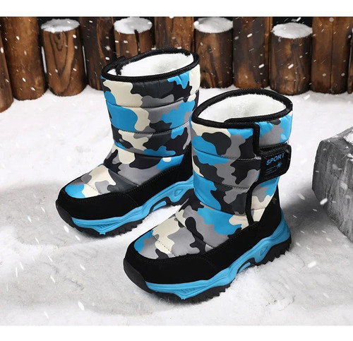 Botas De Nieve De Camuflaje Impermeables Cálidas Para Invier