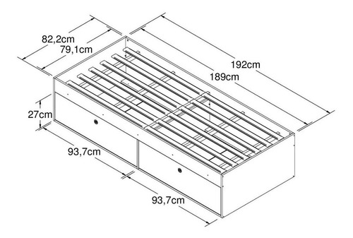 Dormitorio Cucheta Multifuncional - Cama + Escritorio + Baul
