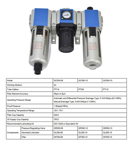 Lubricador Del Regulador Presión Filtro Flujo Compresor Aire