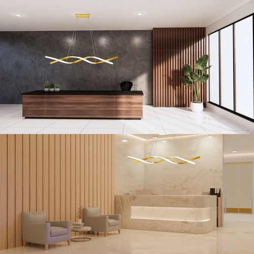 Lustre Pendente Moderno Espiral Dourado Fosco Led Integrado 110v/220v