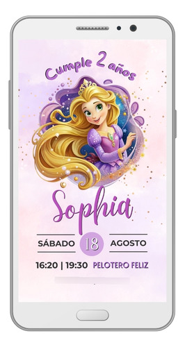 Invitación Tarjeta Digital Personalizada - Rapunzel Rapunzel