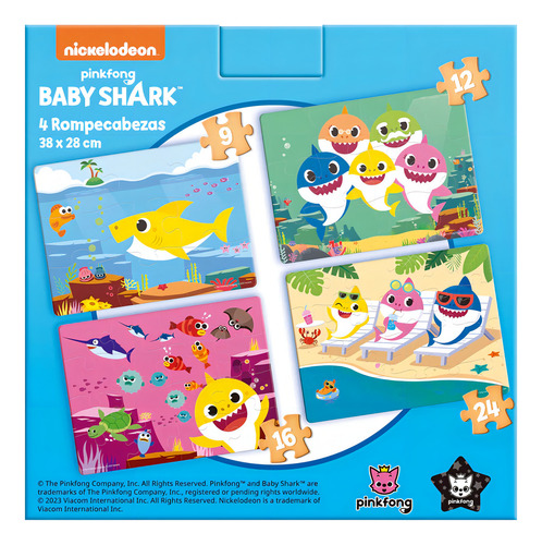 Rompecabezas 4 En 1 Baby Shark 61 Piezas Novelty