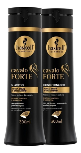 Kit Haskell Cavalo Forte Shampoo Cond 2x300ml + Máscara
